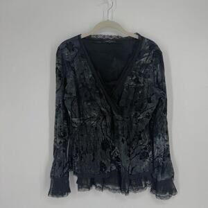 Vintage 90s y2k top black green lace witchy goth vampire halloween fall dark
